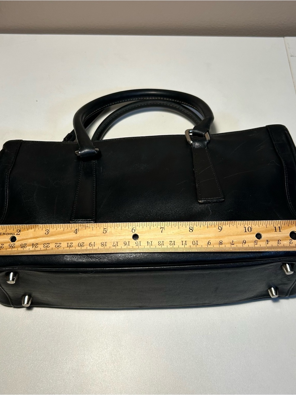 Coach Vintage Black Leather Bonnie Legacy Satchel Double top handle bag 9419 - Picture 14 of 16